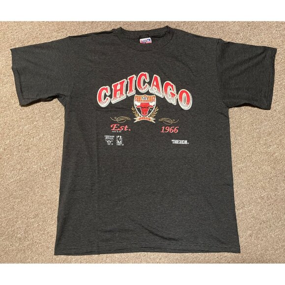 Vintage 1992 Chicago Bulls NBA Michael Jordan Single Stitch Striped T-Shirt 90s - Picture 1 of 7